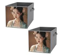 FHESDCW Tang Dynasty Noble Consort Lot de 2 boîtes de rangement pliables avec poignées, cubes de rangement Oxford durables, pour la maison, l'étagère, le bureau, les voyages