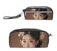 FHESDCW Tang Dynasty Noble Consort Trousse à crayons de grande capacité avec fermeture éclair à suspendre étanche pour voyage, trousse à crayons en cuir vintage pour homme et femme