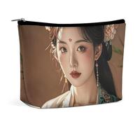FHESDCW Tang Dynasty Noble Consort Trousse de maquillage pour femme en cuir synthétique étanche avec fermeture éclair Organiseur de maquillage portable de voyage