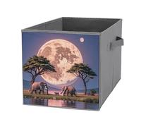 FHESDCW The Elephant Walks Boîte de rangement pliable avec poignées, cubes de rangement Oxford durable, 1 organiseur de placard pliable pour la maison, l'étagère, le bureau, les voyages
