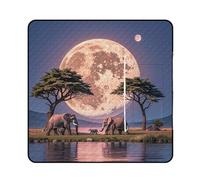 FHESDCW The Elephant Walks Couverture de pique-nique avec sac fourre-tout à fermeture éclair, imperméable, portable, légère et pliable, pour la plage, le camping, le parc, 150 x 150 cm