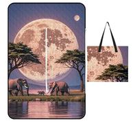 FHESDCW The Elephant Walks Couverture de pique-nique avec sac fourre-tout à fermeture éclair, imperméable, portable, légère et pliable, pour la plage, le camping, le parc, 150 x 100 cm