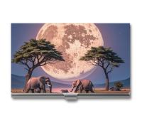 FHESDCW The Elephant Walks - Porte-cartes de visite pour homme et femme, étui professionnel avec fermeture à boucle, compact et portable pour employés de bureau, style, taille unique, classique