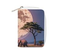 FHESDCW The Elephant Walks - Porte-cartes en cuir avec 20 emplacements pour cartes de crédit pour homme et femme, petit sac à main avec fermeture éclair