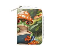 FHESDCW The Frog Family - Porte-cartes de crédit en cuir avec 20 emplacements pour cartes, pour homme et femme, petit sac à main avec fermeture éclair