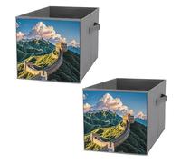 FHESDCW The Great Wall - Lot de 2 boîtes de rangement pliables avec poignées, cubes de rangement Oxford durables, pour la maison, l'étagère, le bureau, les voyages