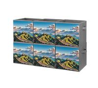 FHESDCW The Great Wall of China Lot de 6 boîtes de rangement pliables avec poignées, cubes de rangement Oxford durables, pour la maison, l'étagère, le bureau, les voyages