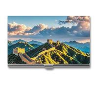FHESDCW The Great Wall of China - Porte-cartes de visite professionnel pour homme et femme, avec fermeture à boucle, étui en métal compact et portable pour employés de bureau, style, taille unique