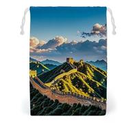 FHESDCW The Great Wall of China Sac en toile avec cordon de serrage, pochettes réutilisables pour bijoux, sacs de rangement lavables pour cadeaux, bonbons, cosmétiques 20 x 25 cm