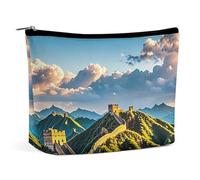 FHESDCW The Great Wall of China Trousse de maquillage pour femme en cuir synthétique étanche avec fermeture éclair Organiseur de maquillage portable