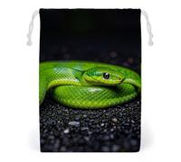 FHESDCW The Green Snake Sac en toile avec cordon de serrage, réutilisable, sacs de rangement lavables pour cadeaux, bonbons, cosmétiques, 20 x 25 cm
