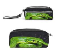 FHESDCW The Green Snake - Trousse à crayons de grande capacité avec fermeture éclair, trousse à maquillage étanche à suspendre pour voyage, trousse à crayons en cuir vintage pour homme et femme