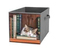 FHESDCW The Kitten Sleeps Boîte de rangement pliable avec poignées, cubes de rangement Oxford durable, 1 organiseur de placard pliable pour la maison, l'étagère, le bureau, les voyages