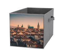FHESDCW The Old Town at Sunset Boîte de rangement pliable avec poignées, cubes de rangement Oxford durable, 1 organiseur de placard pliable pour la maison, l'étagère, le bureau, les voyages
