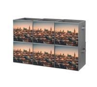 FHESDCW The Old Town at Sunset - Lot de 6 boîtes de rangement pliables avec poignées, cubes de rangement Oxford durables, pour la maison, l'étagère, le bureau, les voyages