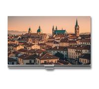 FHESDCW The Old Town at Sunset - Porte-cartes de visite professionnel avec fermeture à boucle, compact et portable pour employés de bureau, style, taille unique, classique