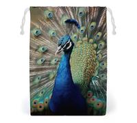 FHESDCW The Peacock Sac en toile avec cordon de serrage réutilisable et lavable pour cadeaux, bonbons, cosmétiques 20 x 25 cm