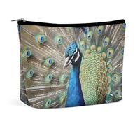 FHESDCW The Peacock Trousse de maquillage pour femme en cuir synthétique imperméable avec fermeture éclair - Organiseur de maquillage portable de voyage