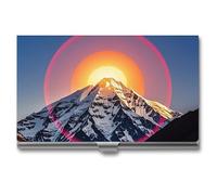 FHESDCW The Sun - Porte-cartes de visite pour homme et femme, étui professionnel avec fermeture à boucle, étui en métal compact et portable pour employés de bureau