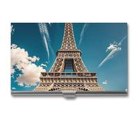 FHESDCW The Towering Iron Tower - Porte-cartes de visite professionnel avec fermeture à boucle, compact et portable pour employés de bureau, style, taille unique, classique