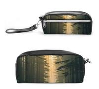 FHESDCW The Tyndall Effect Trousse à crayons de grande capacité avec fermeture éclair - Étanche - Pour voyage - En cuir vintage - Pour homme et femme