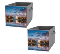 FHESDCW The White House on The Lake - Lot de 2 boîtes de rangement pliables avec poignées, cubes de rangement Oxford durables, pour la maison, l'étagère, le bureau, les voyages