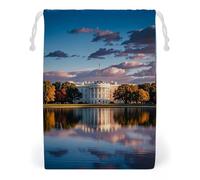 FHESDCW The White House on The Lake Sac en toile avec cordon de serrage, réutilisable, sacs de rangement lavables pour cadeaux, bonbons, cosmétiques 20 x 25 cm