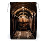 FHESDCW Tonneaux en chêne pour ranger du vin avec cordon de serrage, pochettes à bijoux de voyage, sacs de rangement lavables pour cadeaux, bonbons, cosmétiques, 20 x 25 cm