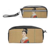 FHESDCW Trousse à crayons asiatique pour femme - Grande capacité - Avec fermeture éclair - Étanche - Pour voyage - En cuir vintage - Pour homme et femme