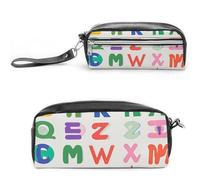 FHESDCW Trousse à crayons avec lettre anglaise de grande capacité avec fermeture éclair, trousse à maquillage étanche à suspendre pour voyage, trousse à crayons en cuir vintage pour homme et femme