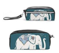 FHESDCW Trousse à crayons avec motif éléphant - Grande capacité - Avec fermeture éclair - Étanche - Pour voyage - En cuir vintage - Pour homme et femme