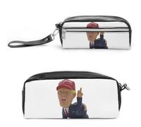 FHESDCW Trousse à crayons Cartoon President de grande capacité avec fermeture éclair, trousse à maquillage étanche à suspendre pour voyage, trousse à crayons en cuir vintage pour homme et femme