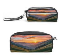 FHESDCW Trousse à crayons Cloud Garden at Sunset - Grande capacité avec fermeture éclair - Étanche - Pour voyage, voyage - En cuir vintage - Pour homme et femme