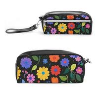 FHESDCW Trousse à crayons colorée de grande capacité avec fermeture éclair, trousse à maquillage étanche à suspendre pour voyage, trousse à crayons en cuir vintage pour homme et femme