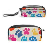 FHESDCW Trousse à crayons colorée de grande capacité avec fermeture éclair, trousse à maquillage étanche à suspendre pour voyage, trousse à crayons en cuir vintage pour homme et femme