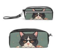 FHESDCW Trousse à crayons Cool Rich Gangster Boss Cat de grande capacité avec fermeture éclair, à suspendre et étanche, trousse à cosmétiques pour voyage, trousse à crayons en cuir vintage pour homme