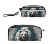 FHESDCW Trousse à crayons de grande capacité avec fermeture éclair - Étanche - Pour voyage - Gris - Motif silhouette de pin - Pour homme et femme