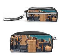 FHESDCW Trousse à crayons de grande capacité avec fermeture éclair - Étanche - Pour voyage, voyage - Gratte-ciel - Grande capacité - Pour homme et femme