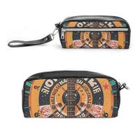 FHESDCW Trousse à crayons de grande capacité avec fermeture éclair, trousse à maquillage étanche à suspendre pour voyage, trousse à crayons en cuir vintage pour homme et femme