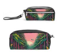 FHESDCW Trousse à crayons de style science-fiction avec fermeture éclair - Grande capacité - Étanche - Pour voyage - En cuir vintage - Pour homme et femme