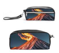 FHESDCW Trousse à crayons en cuir vintage avec motif marbré ressemblant à des sommets de montagne, grande capacité avec fermeture éclair, trousse à maquillage étanche à suspendre pour voyage, trousse