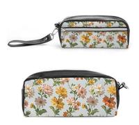 FHESDCW Trousse à crayons en cuir vintage de grande capacité avec fermeture éclair - Étanche - Pour voyage, femme et homme