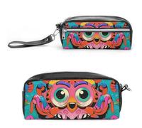 FHESDCW Trousse à crayons intéressants avec fermeture éclair - Grande capacité - Étanche - Pour voyage - En cuir vintage - Pour homme et femme