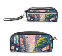 FHESDCW Trousse à crayons japonaise de grande capacité avec fermeture éclair, trousse à maquillage étanche à suspendre pour voyage, trousse à crayons en cuir vintage pour homme et femme