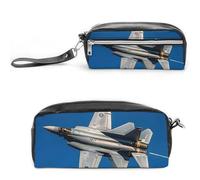 FHESDCW Trousse à crayons Jet Fighter de grande capacité avec fermeture éclair, trousse à maquillage étanche à suspendre pour voyage, trousse à crayons en cuir vintage pour homme et femme