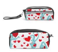 FHESDCW Trousse à crayons Love Little Dragon de grande capacité avec fermeture éclair, trousse à maquillage étanche à suspendre pour voyage, trousse à crayons en cuir vintage pour homme et femme