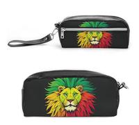 FHESDCW Trousse à crayons Majestic en cuir vintage avec fermeture éclair - Grande capacité - Résistante à l'eau - Pour voyage - Pour homme et femme