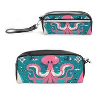 FHESDCW Trousse à crayons motif créatures marines pour la navigation, grande capacité avec fermeture éclair, trousse à maquillage étanche à suspendre pour voyage, trousse à crayons en cuir vintage