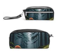 FHESDCW Trousse à crayons Mushrooms on The Dark de grande capacité avec fermeture éclair, trousse à maquillage étanche à suspendre pour voyage, trousse à crayons en cuir vintage pour homme et femme