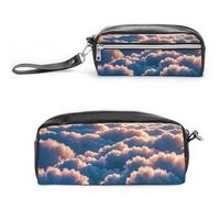 FHESDCW Trousse à crayons On Top of The Cloud de grande capacité avec fermeture éclair, trousse à maquillage étanche à suspendre pour voyage, trousse à crayons en cuir vintage pour homme et femme